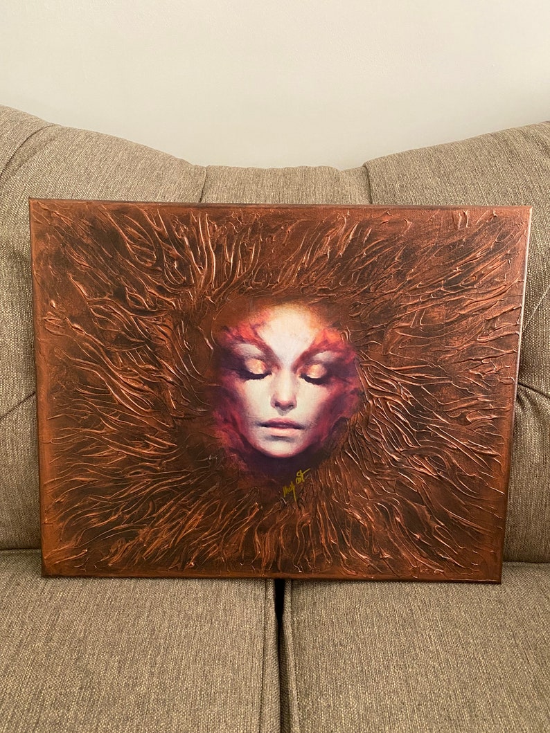 20x16 Mixed Media Art, Mixed Print Art,abstract Woman in Canvas