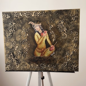 20&quot;x16&quot; Mixed Media Art, Mixed Print Art, Persian Miniature, Historical Persian Art, Persian Gift,Persian Wall Decor, Figurative Art.