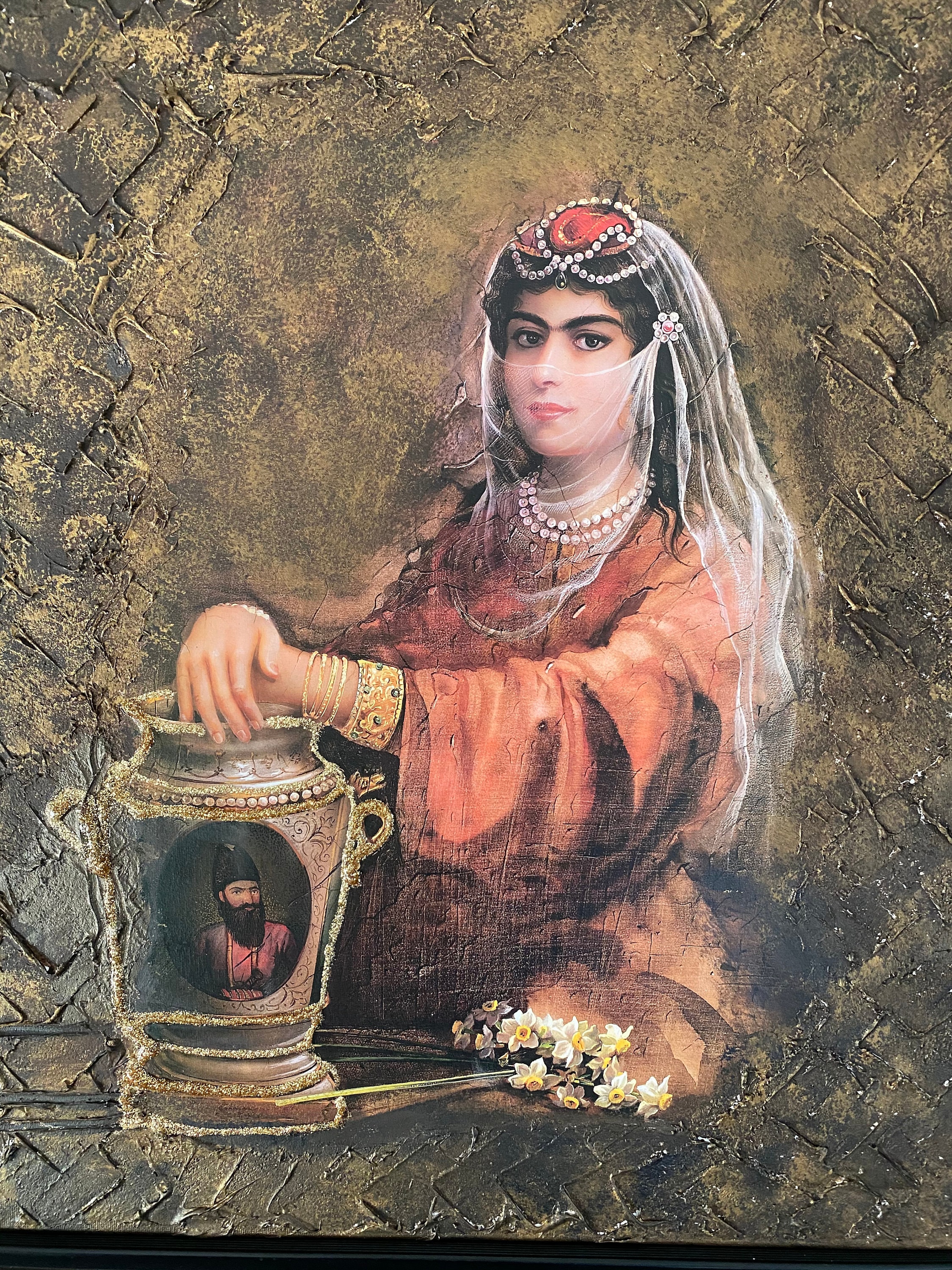 20x16 Mixed Media Art of Qajar Woman, Mixed Print Art,historical Persian Art,  Persian Gift, Persian Wall Decor, Portrait of Qajar Woman. - Etsy