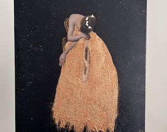 20x16 Mixed Media Ballet Dancer Canvas Art, Elegant Ballerina Wall Decor