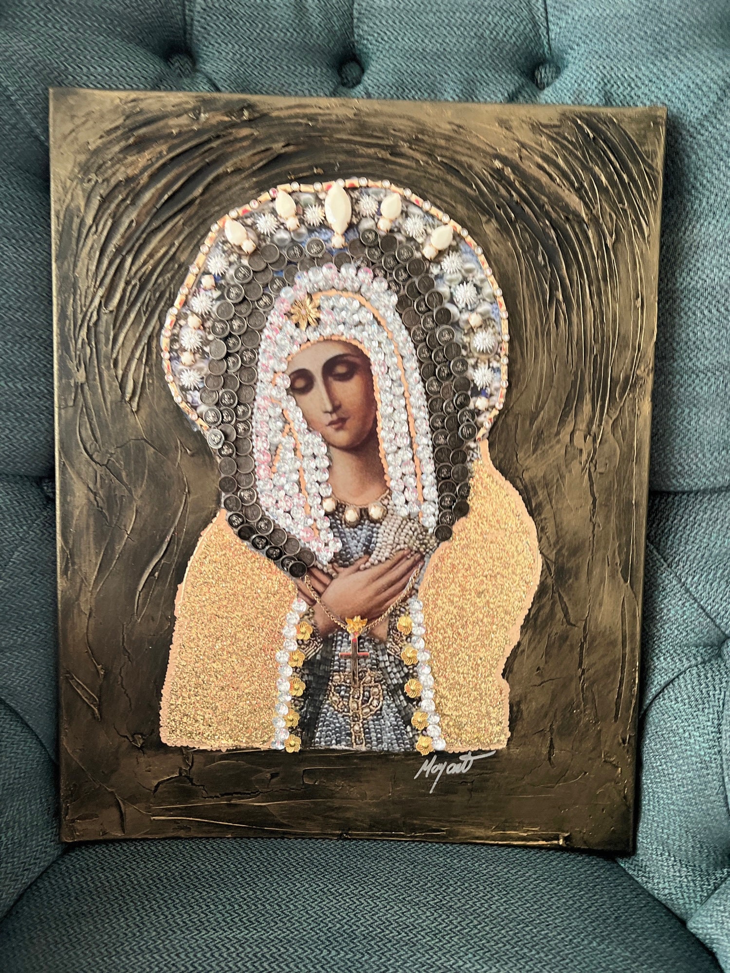 20 X 16 Mixed Media Art, Mixed Print Art, Vintage Catholic Wall Art