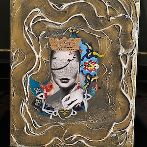 20&quot;x16&quot; Mixed Media Love Art, Mixed Print Art, Persian Art, Persian Gift, Persian wall decor, Hanging decor, Modern Persian Art, Portrait.