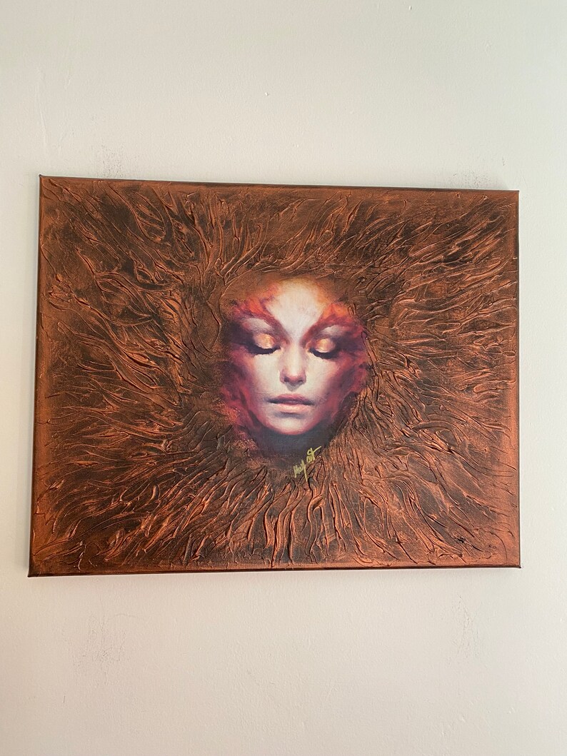 20x16 Mixed Media Art, Mixed Print Art,abstract Woman in Canvas
