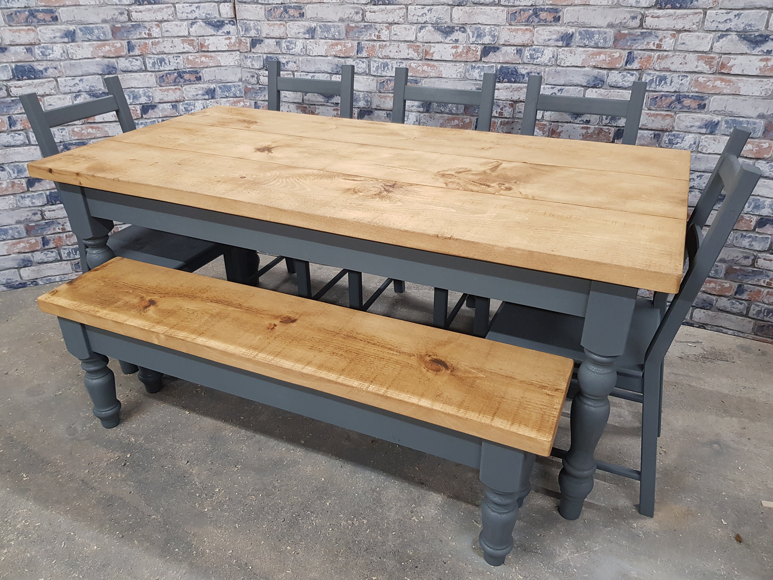 Farmhouse Table Bench chairs extra cost painted in any Etsy