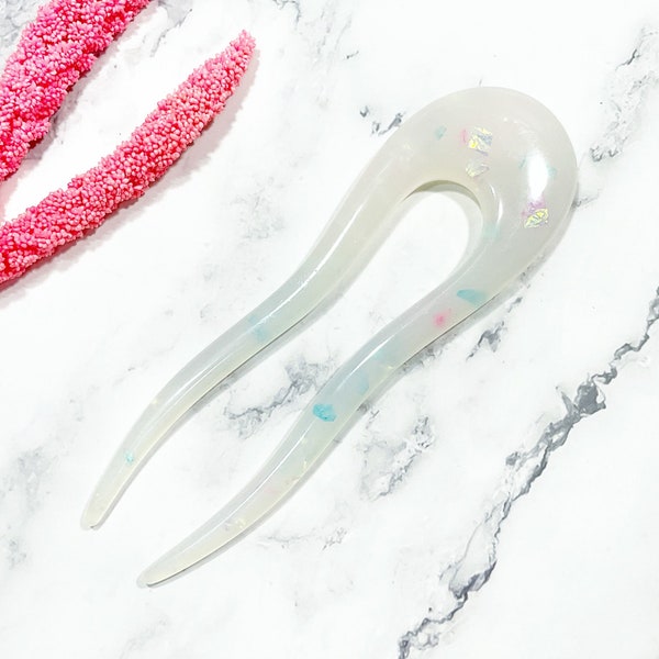 Glow in Dark, Resin hair fork, Waterproof hair comb with 2 prongs, Hair accessories for long hair, Moon Stone Hair Fork, Ready to ship!