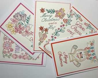 Embroidery Greeting Cards, Birthday Cards, Thank You Cards, Christmas Cards, Valentine's Card, Mother's Day Card, 5"x7" Cards