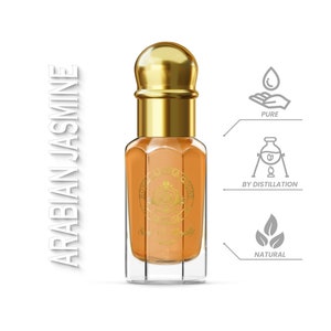 Perfume floral de jasmim árabe Attar, óleo sem álcool, fragrância duradoura, fragrância natural unissex, exótico, árabe, mogra, jasmim, ideia para presente
