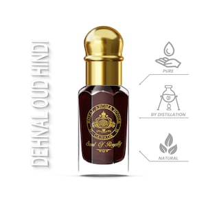 Dehnal Oud Hindi Pure Agarwood Oil Strong Earthy Leathery Scent Alcohol-Free Long-Lasting Unisex Arabic Perfume 100% Pure Oudh absolute oil