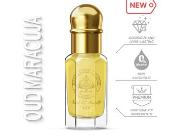 Oud Maracuja Attar: Aceite perfumado unisex afrutado exótico, sin alcohol