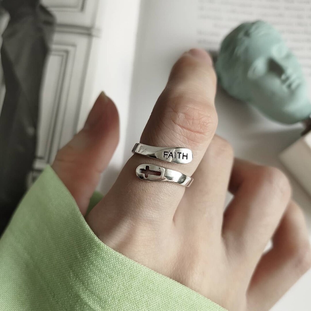 Adjustable Faith Ring Crafted From 925 Silver Unique Etsy