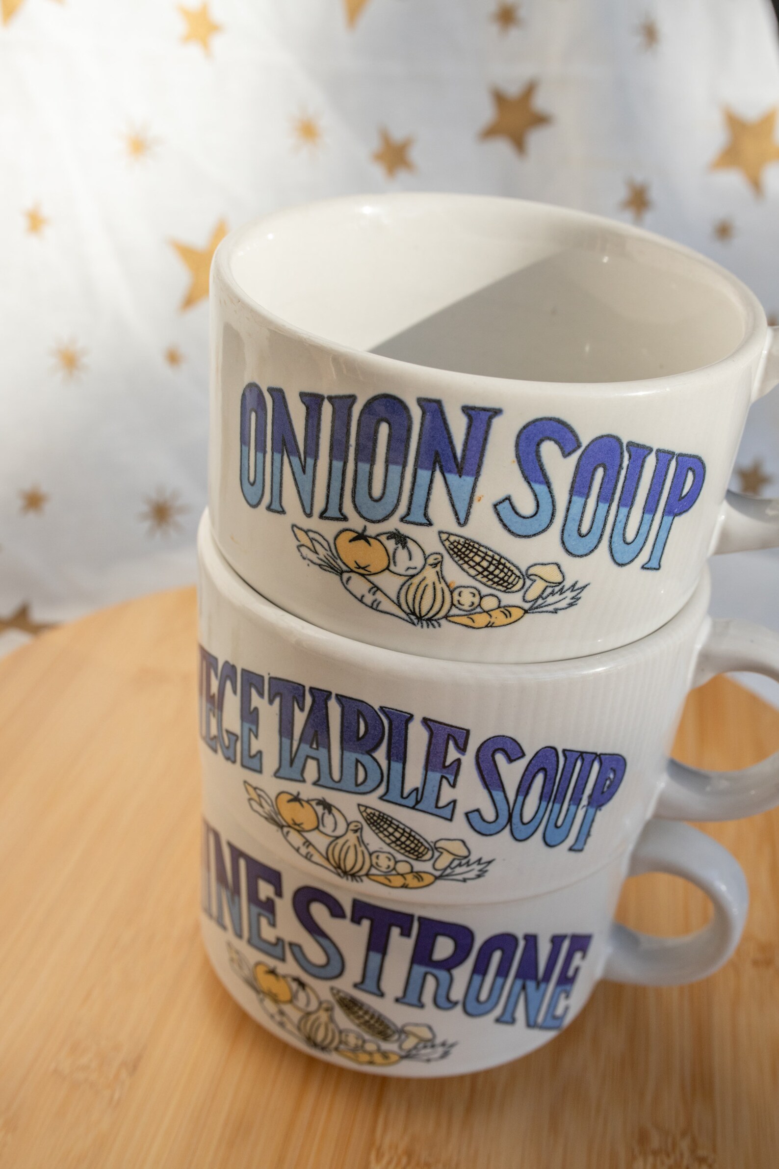 Set of Three Vintage Stackable Soup Mugs Etsy