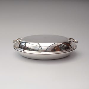 Antique Silver Plated Entree Dish by James Dixon and Sons Sheffield Manufacture (Trumpet and Banner - Figural Trade Mark from 1879/1890)