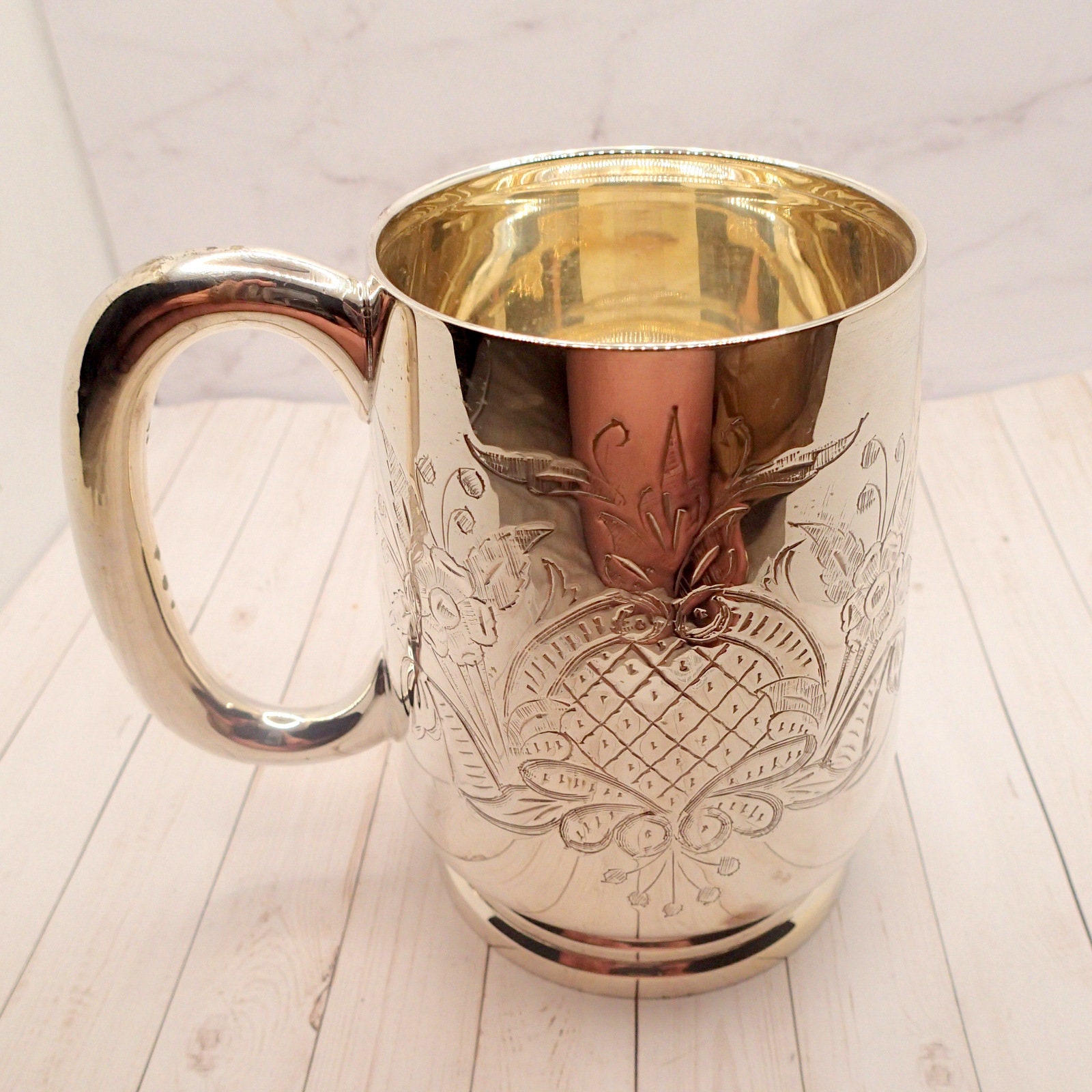 Silver Mug Engraved Silver Plated Mug Beer Mug Silver Cup Etsy