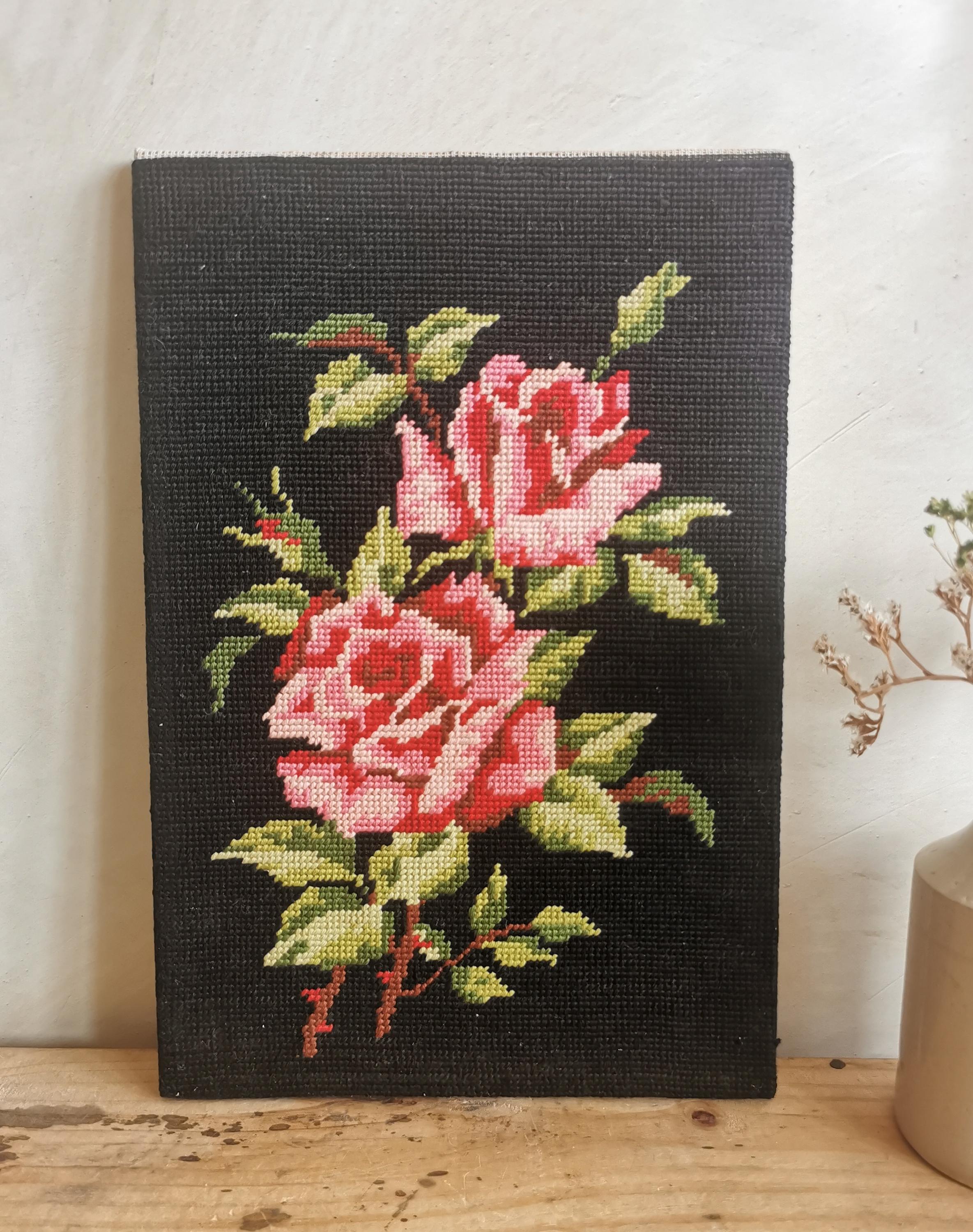 フランス製ヴィンテージ フレームなし ニードルポイント刺繍