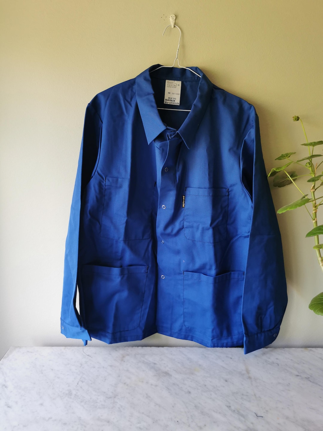 ジャケット・アウター 1930s vintage french work smock cotton Vintage French Blue Workwear Jacket: Deadstock Cotton Blend, Size