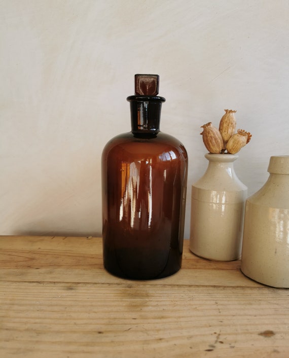 ビンテージ レトロ 色ガラス瓶 薬瓶 医療瓶 蓋付き