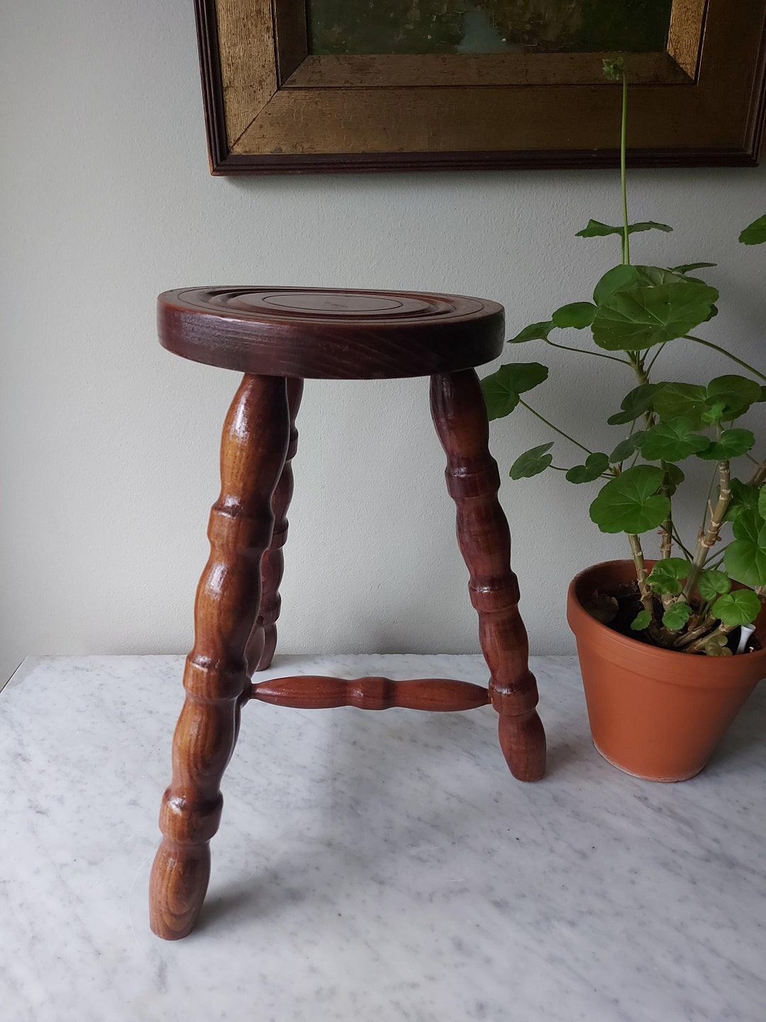 French 1950s Bobbin Stool Woodentripod Stool Side Table French Rustic ...