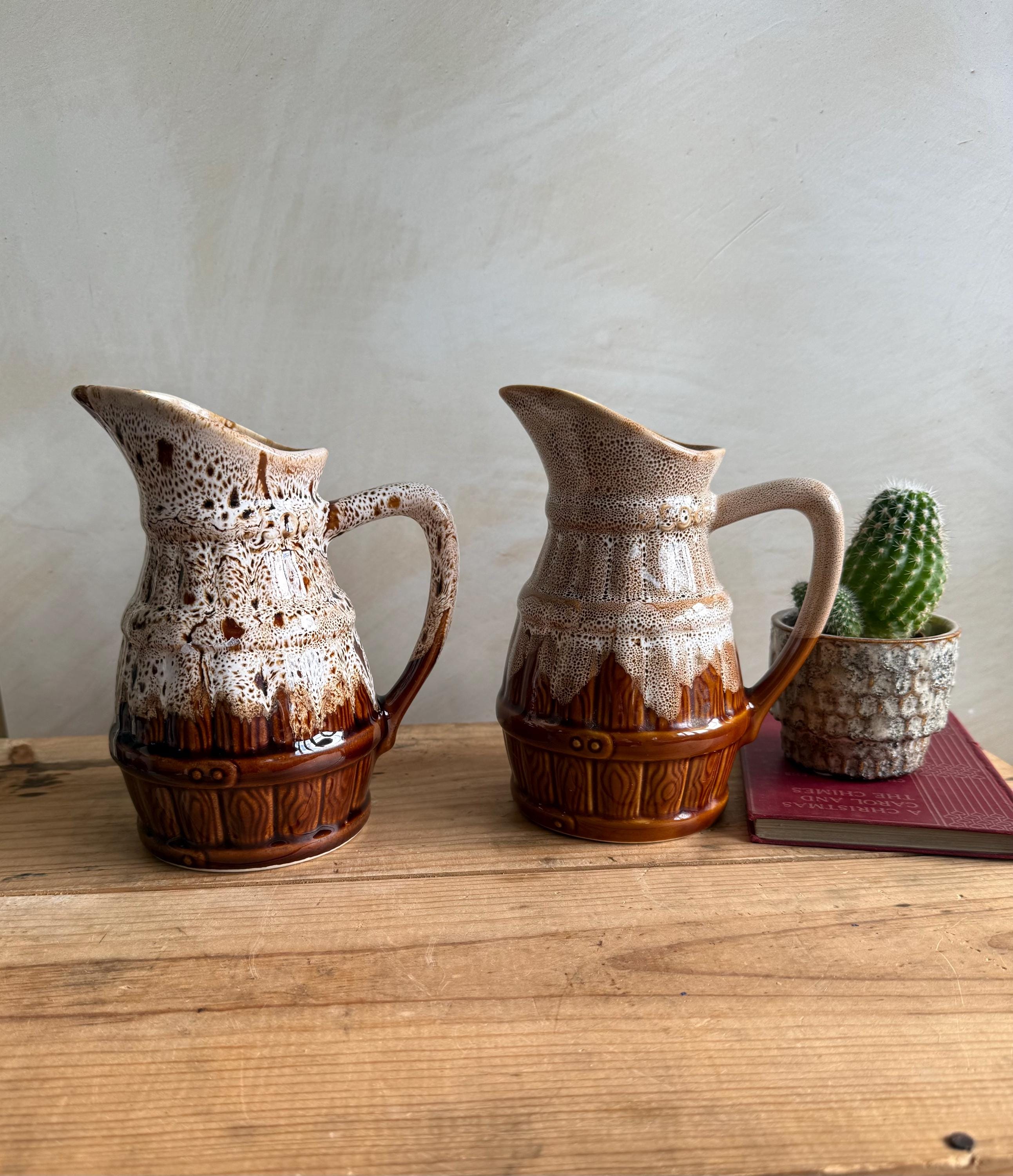 Vintage French Stoneware Water Jugs: Bistro Pitcher Set - Etsy