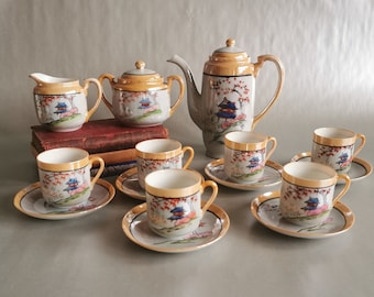 Vintage Japanese Lusterware Tea Set | Fine Porcelain | Lusterware Coffee Set | Made in Japan