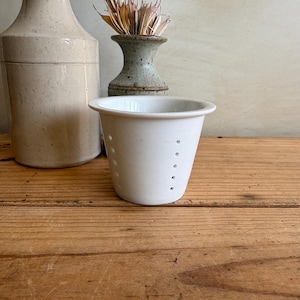 French Vintage Round Ceramic Pot | French  Stone Faiselle Cheese Pot | Tea Light Holder | French Rustic Farmhouse