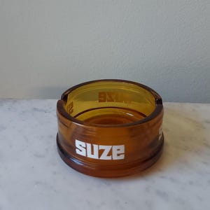 Collectable Vintage round Amber Glass Suze Table Ashtray | Vintage Suze Ashtray | Tobacciana | Suze Amber Astray