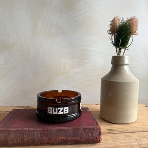 Collectable Vintage round Dark Amber Glass Suze Table Ashtray | Vintage Suze Ashtray | Tobacciana | Suze Amber Astray