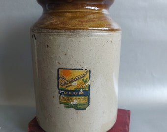 Crock anglais vintage en grès : pot ustensile de cuisine émaillé au sel
