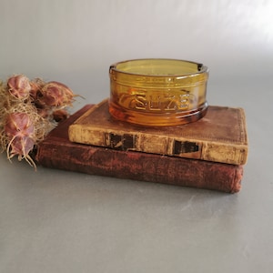 Collectable Vintage French round Amber Glass Suze Table Ashtray | Suze Ashtray | Tobacciana