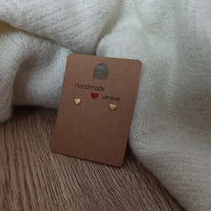 Small gold heart stainless steel studs/studs, pair