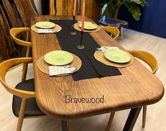 Handmade Walnut Dining Table: Live Edge Kitchen Table (74.80" x 36")