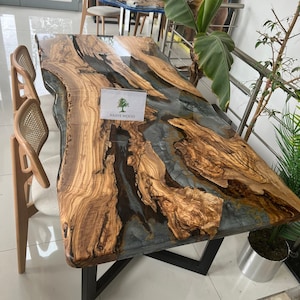 Epoxy olive table, Living room table, Custom live edge epoxy resin dining table,  Color pigment epoxy, Dining room table