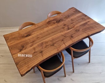 Handmade Walnut Dining Table: Custom Solid Wood Kitchen Table
