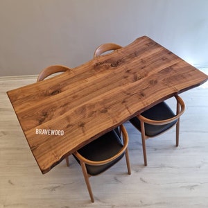 Handmade Walnut Dining Table: Custom Solid Wood Kitchen Table
