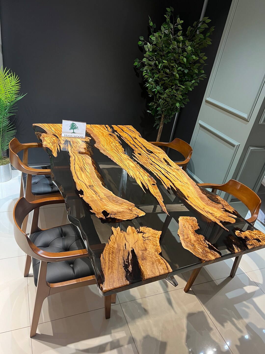 Custom Live Edge Dining Table, Living Room Table, Smoke Epoxy Table ...