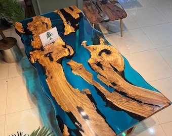 Dining room table, Conference table, Epoxy olive table,  Custom live edge epoxy resin dining table, Dining room table
