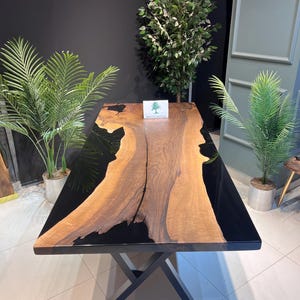 Black Epoxy Walnut Dining Table (78.7”x36&quot;)