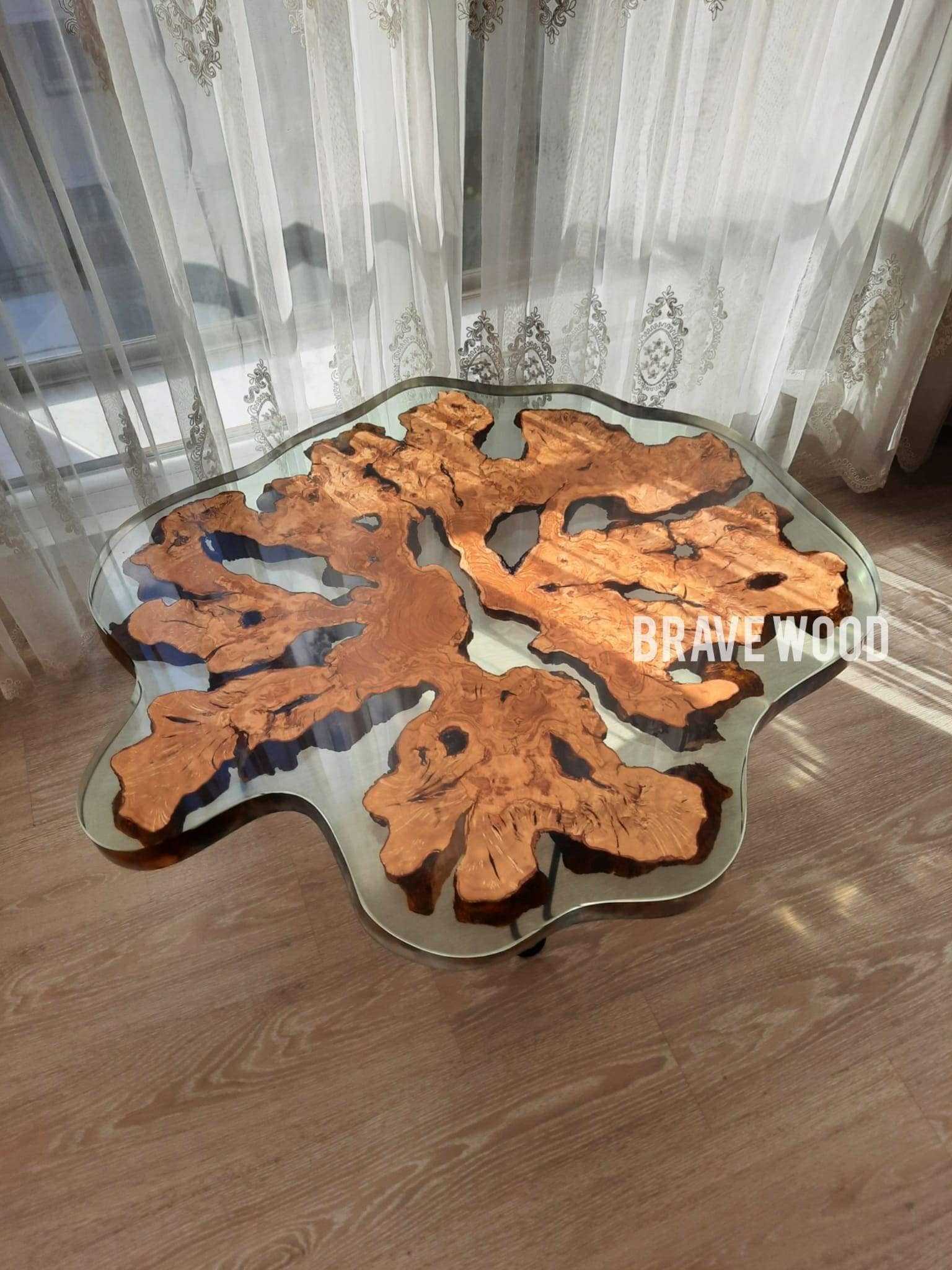 Mesa de madera de resina epoxi transparente piezas hechas a medida, wallnut  de resina epoxi, roble, arce, mesas de olivo -  México