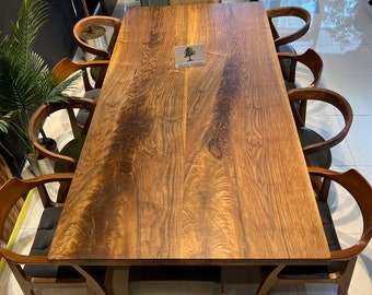 Custom Live Edge Walnut Dining Table: Modern Kitchen Table