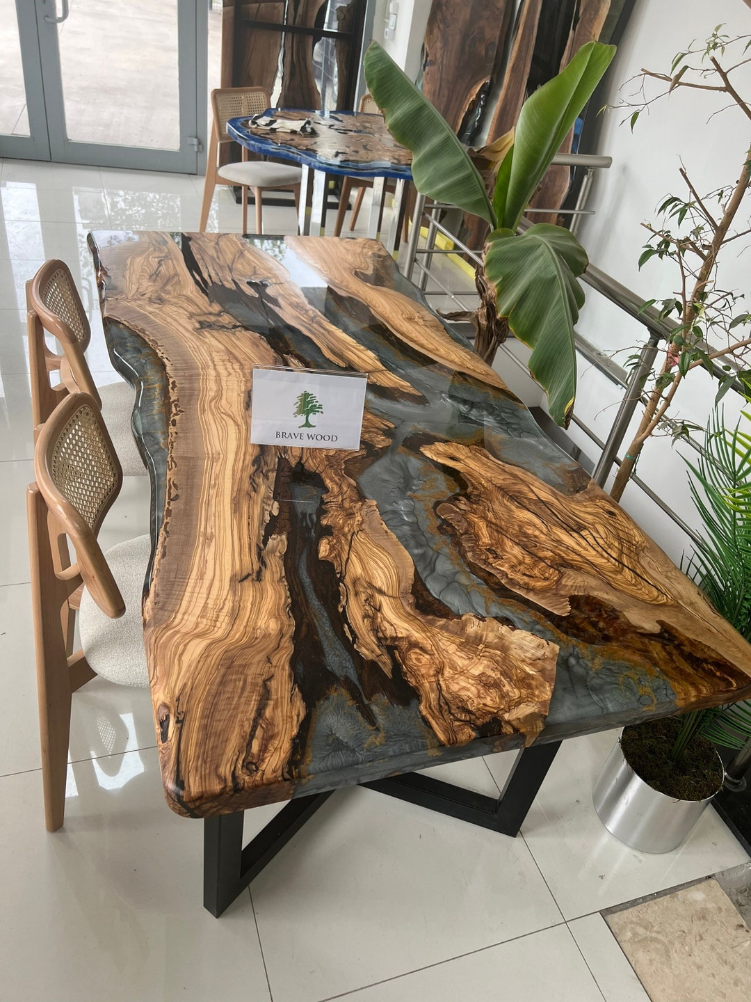 Epoxy Resin Tavolo Legno E Resina Nera In Resina Epossidica