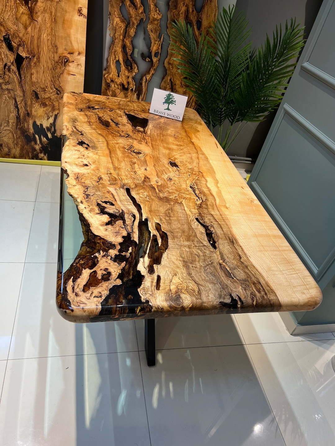 Handmade Ash Wood Dining Table: Special Design Epoxy Kitchen Table - Etsy