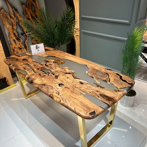 Matte epoxy table, Olive wood epoxy table, Dining room table, Office desk, Epoxy dining table, Kitchen table