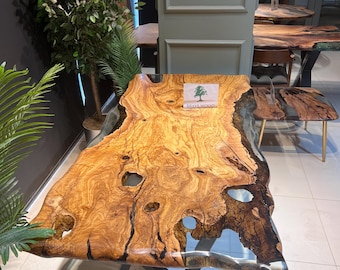 Epoxy Olive Wood Dining Table: Live Edge Conference Table (72x36)