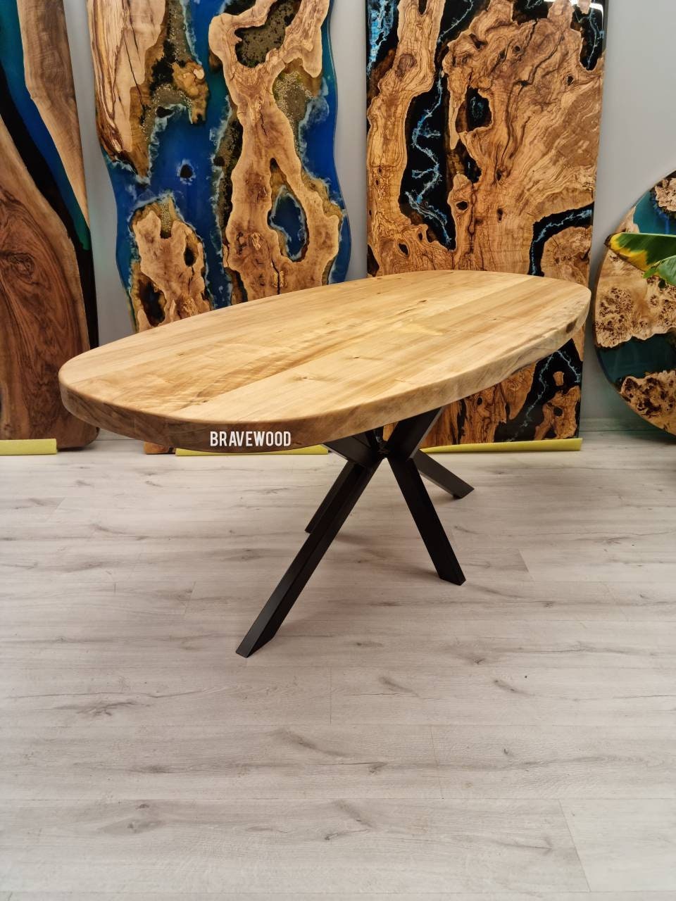 BASCO tavolino ovale 120x60 in legno massello con base dogata design living  casa