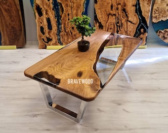 Handcrafted Walnut Epoxy Coffee Table: Modern Center Table