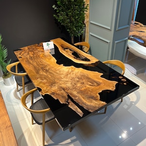 Table à manger époxy personnalisée, Table époxy, Table de salle à manger, Table rivière époxy personnalisée, Table de réunion, Table à manger en bois