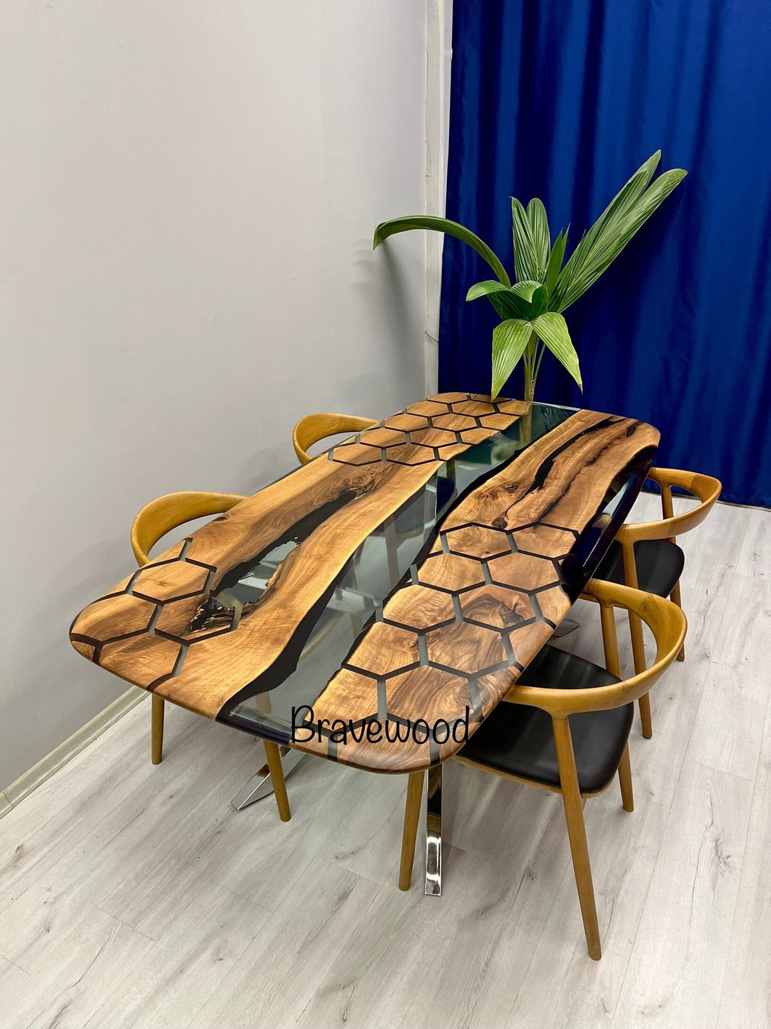 Kitchen Dining Table Epoxy Table Black Walnut Etsy