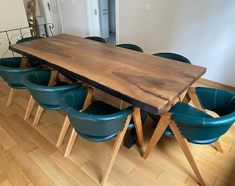 Live Edge Black Walnut Dining Table: Custom Wooden Slab Desk