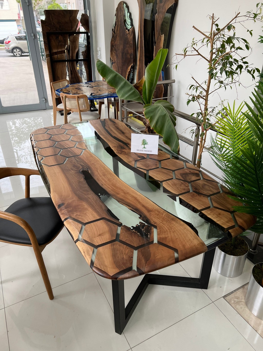 Kitchen Dining Table Epoxy Table Black Walnut Etsy