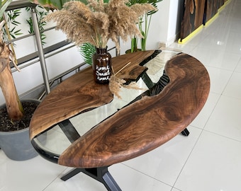 Oval coffee table, Oval dining room table, Epoxy table, Coffee table, Living room table,