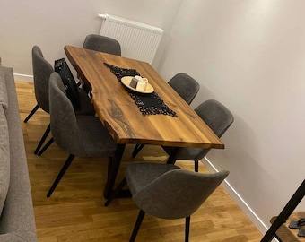 Handmade Walnut Dining Table: Custom Wooden Office Desk